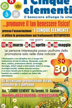 Promozione sui trattamenti Osteopatici